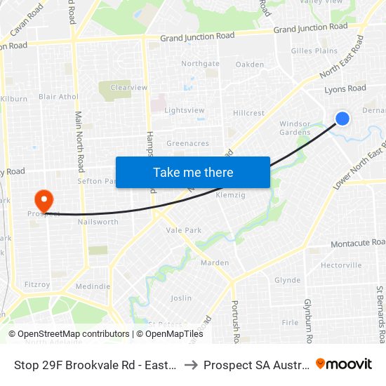 Stop 29F Brookvale Rd - East side to Prospect SA Australia map