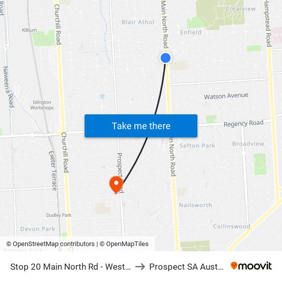 Stop 20 Main North Rd - West side to Prospect SA Australia map