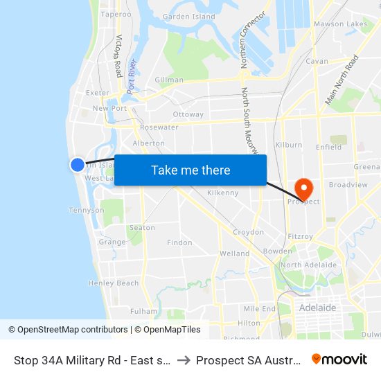 Stop 34A Military Rd - East side to Prospect SA Australia map