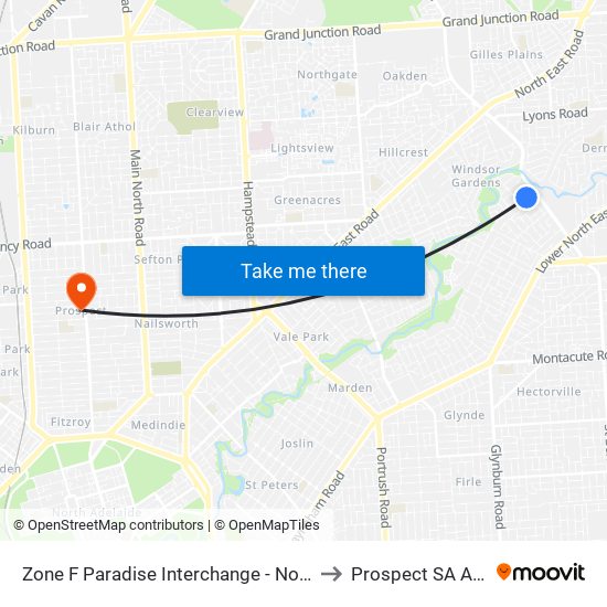 Zone F Paradise Interchange - North West side to Prospect SA Australia map
