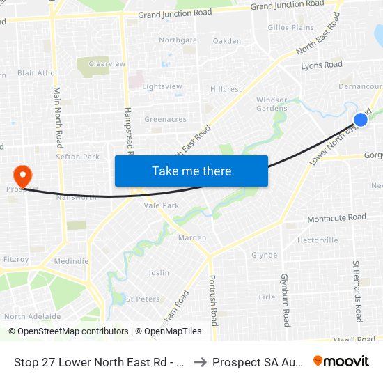 Stop 27 Lower North East Rd - East side to Prospect SA Australia map