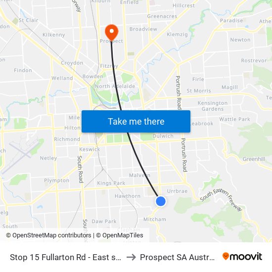 Stop 15 Fullarton Rd - East side to Prospect SA Australia map