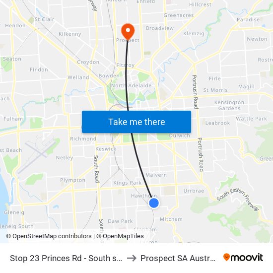 Stop 23 Princes Rd - South side to Prospect SA Australia map