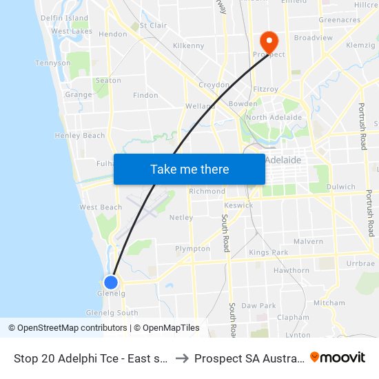 Stop 20 Adelphi Tce - East side to Prospect SA Australia map