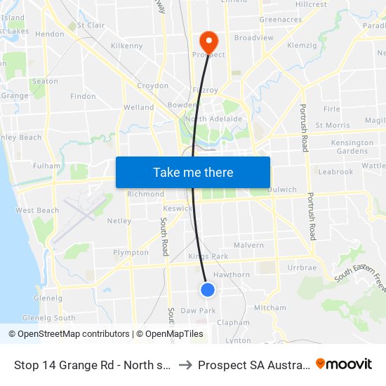 Stop 14 Grange Rd - North side to Prospect SA Australia map
