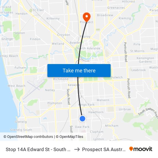 Stop 14A Edward St - South side to Prospect SA Australia map