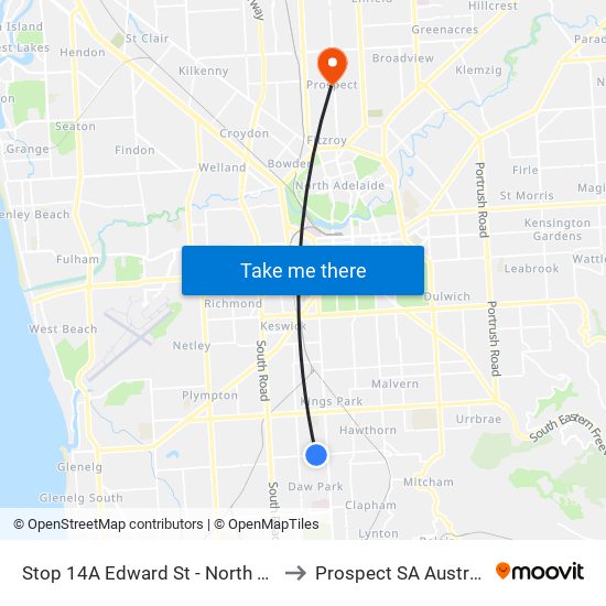 Stop 14A Edward St - North side to Prospect SA Australia map