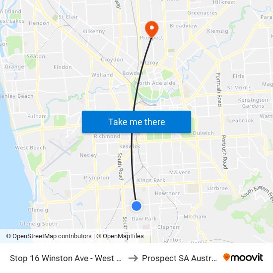 Stop 16 Winston Ave - West side to Prospect SA Australia map