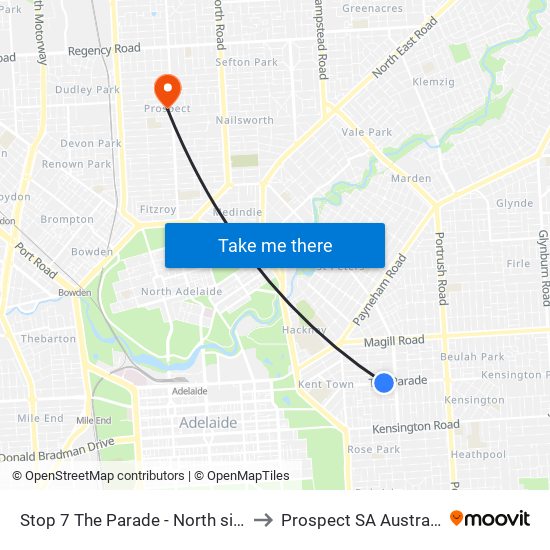 Stop 7 The Parade - North side to Prospect SA Australia map