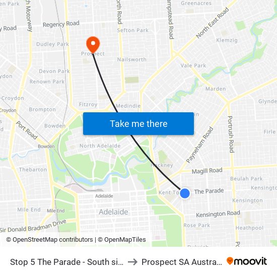 Stop 5 The Parade - South side to Prospect SA Australia map