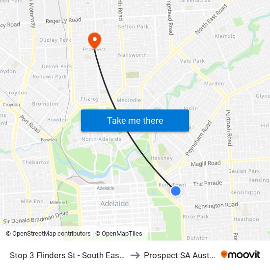 Stop 3 Flinders St - South East side to Prospect SA Australia map