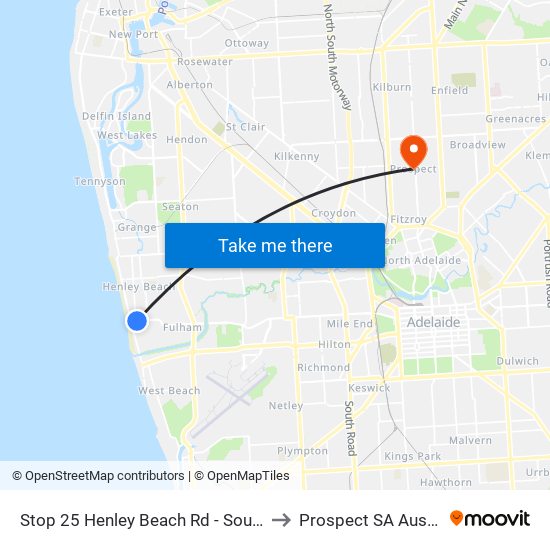 Stop 25 Henley Beach Rd - South side to Prospect SA Australia map