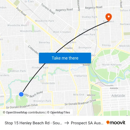 Stop 15 Henley Beach Rd - South side to Prospect SA Australia map