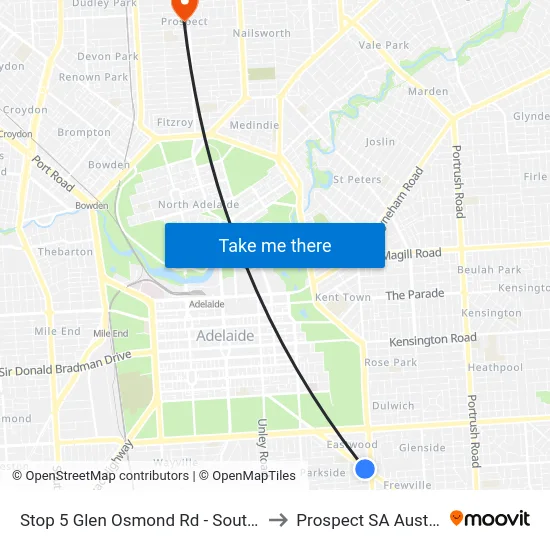 Stop 5 Glen Osmond Rd - South side to Prospect SA Australia map