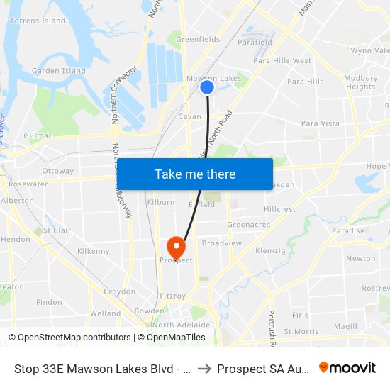 Stop 33E Mawson Lakes Blvd - East side to Prospect SA Australia map