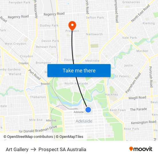 Art Gallery to Prospect SA Australia map