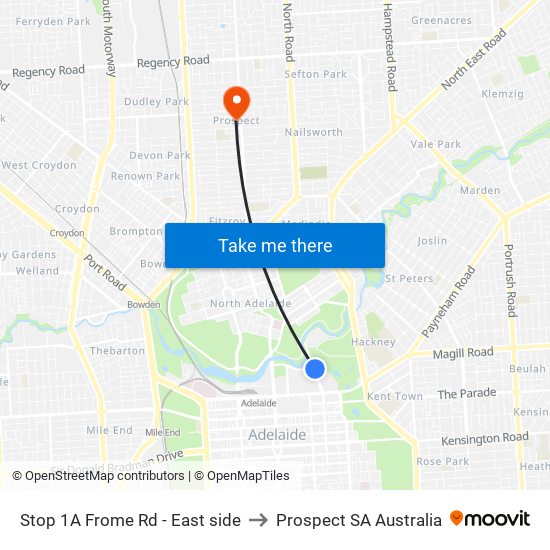 Stop 1A Frome Rd - East side to Prospect SA Australia map