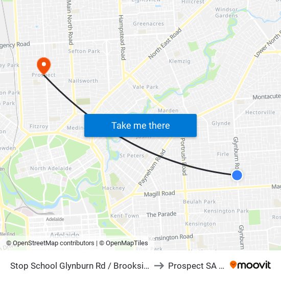 Stop School Glynburn Rd / Brookside Ave - West side to Prospect SA Australia map