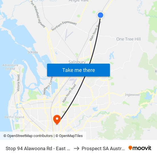 Stop 94 Alawoona Rd - East side to Prospect SA Australia map