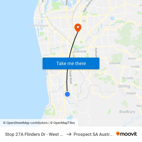 Stop 27A Flinders Dr - West side to Prospect SA Australia map
