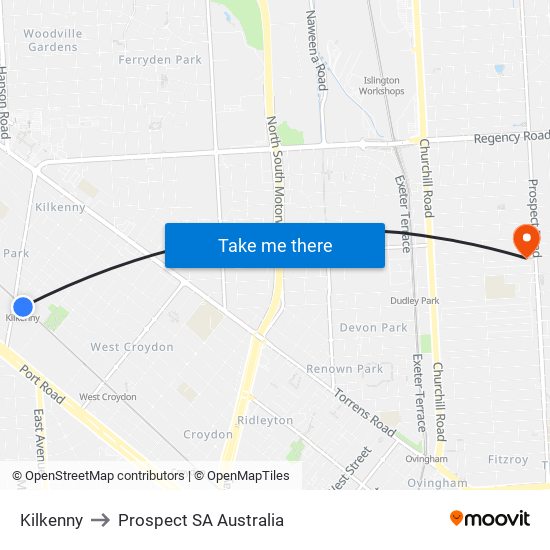 Kilkenny to Prospect SA Australia map