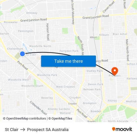 St Clair to Prospect SA Australia map