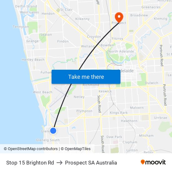 Stop 15 Brighton Rd to Prospect SA Australia map