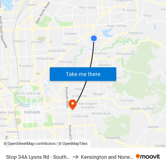 Stop 34A Lyons Rd - South side to Kensington and Norwood map