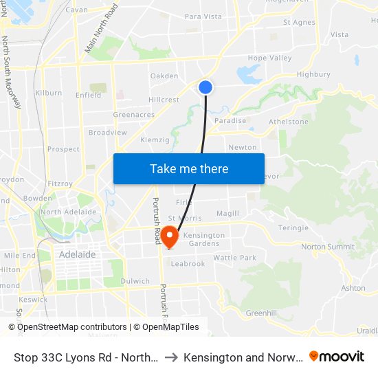 Stop 33C Lyons Rd - North side to Kensington and Norwood map