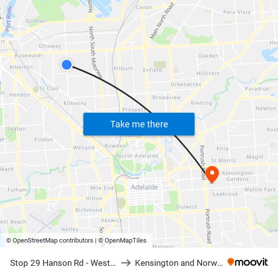 Stop 29 Hanson Rd - West side to Kensington and Norwood map