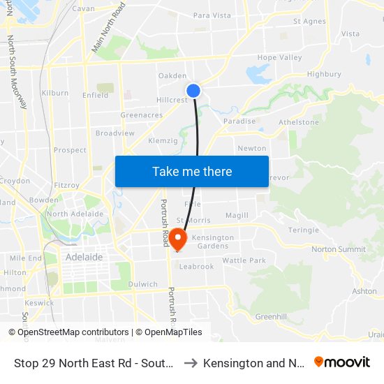 Stop 29 North East Rd - South East side to Kensington and Norwood map