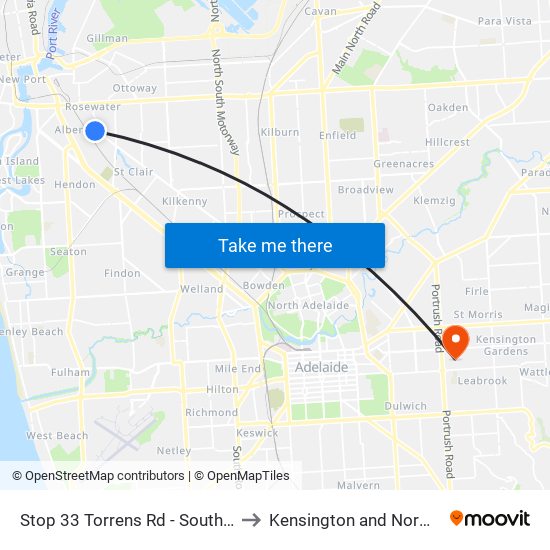Stop 33 Torrens Rd - South side to Kensington and Norwood map