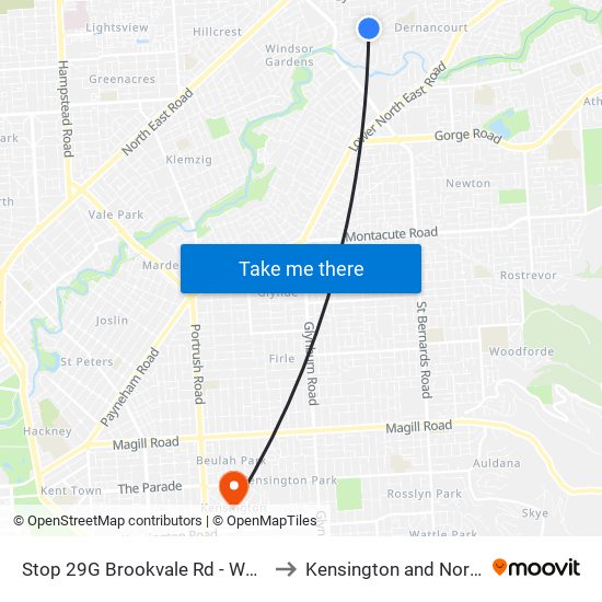 Stop 29G Brookvale Rd - West side to Kensington and Norwood map