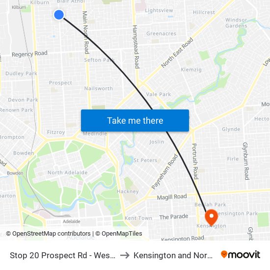 Stop 20 Prospect Rd - West side to Kensington and Norwood map