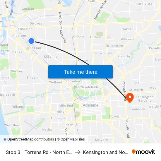 Stop 31 Torrens Rd - North East side to Kensington and Norwood map