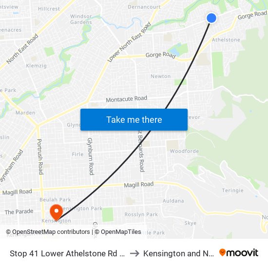 Stop 41 Lower Athelstone Rd - North side to Kensington and Norwood map