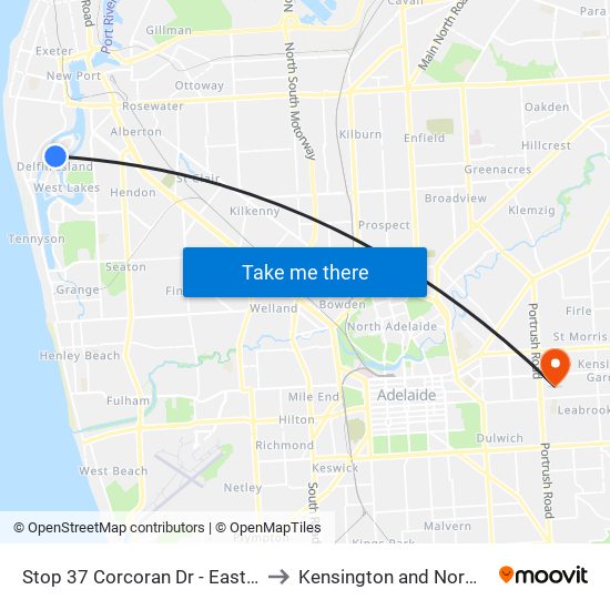 Stop 37 Corcoran Dr - East side to Kensington and Norwood map