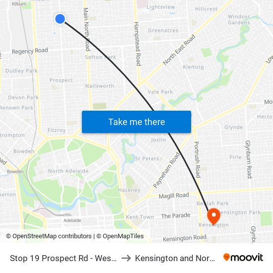 Stop 19 Prospect Rd - West side to Kensington and Norwood map
