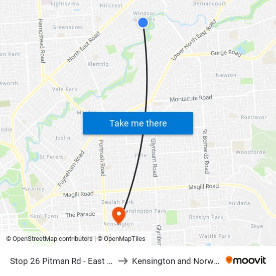 Stop 26 Pitman Rd - East side to Kensington and Norwood map