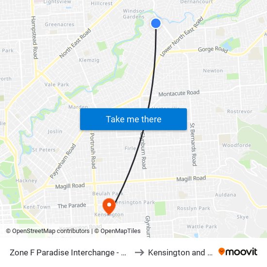 Zone F Paradise Interchange - North West side to Kensington and Norwood map