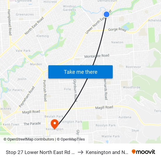 Stop 27 Lower North East Rd - West side to Kensington and Norwood map