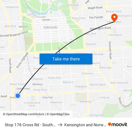 Stop 178 Cross Rd - South side to Kensington and Norwood map