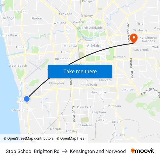 Stop School Brighton Rd to Kensington and Norwood map