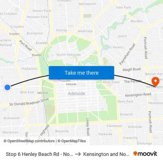 Stop 6 Henley Beach Rd - North side to Kensington and Norwood map