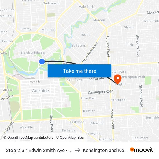 Stop 2 Sir Edwin Smith Ave - East side to Kensington and Norwood map