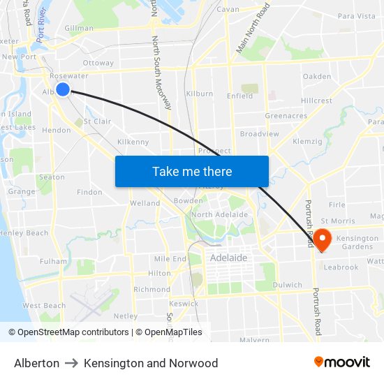 Alberton to Kensington and Norwood map