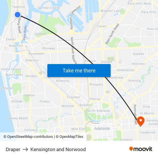 Draper to Kensington and Norwood map