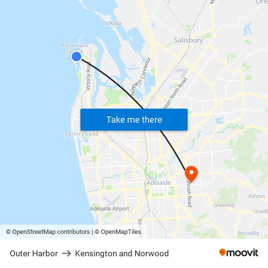 Outer Harbor to Kensington and Norwood map