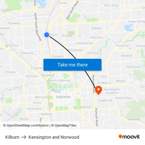 Kilburn to Kensington and Norwood map