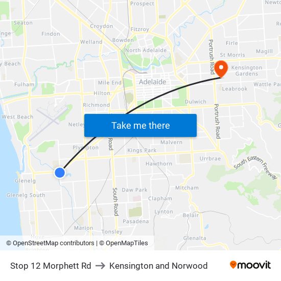 Stop 12 Morphett Rd to Kensington and Norwood map